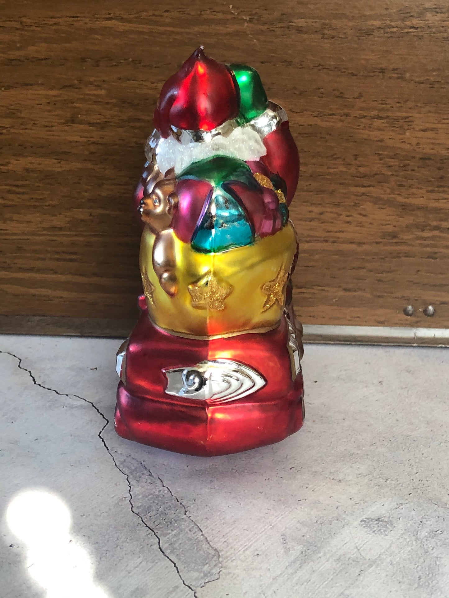 Department 56 Handblown Mercury Glass Santa and Toys on a Train (broken hanger)