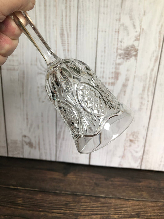 Crystal Cut Leaded Glass Bell, Crystal Dinner Bell, Clear Crystal Glass Bell