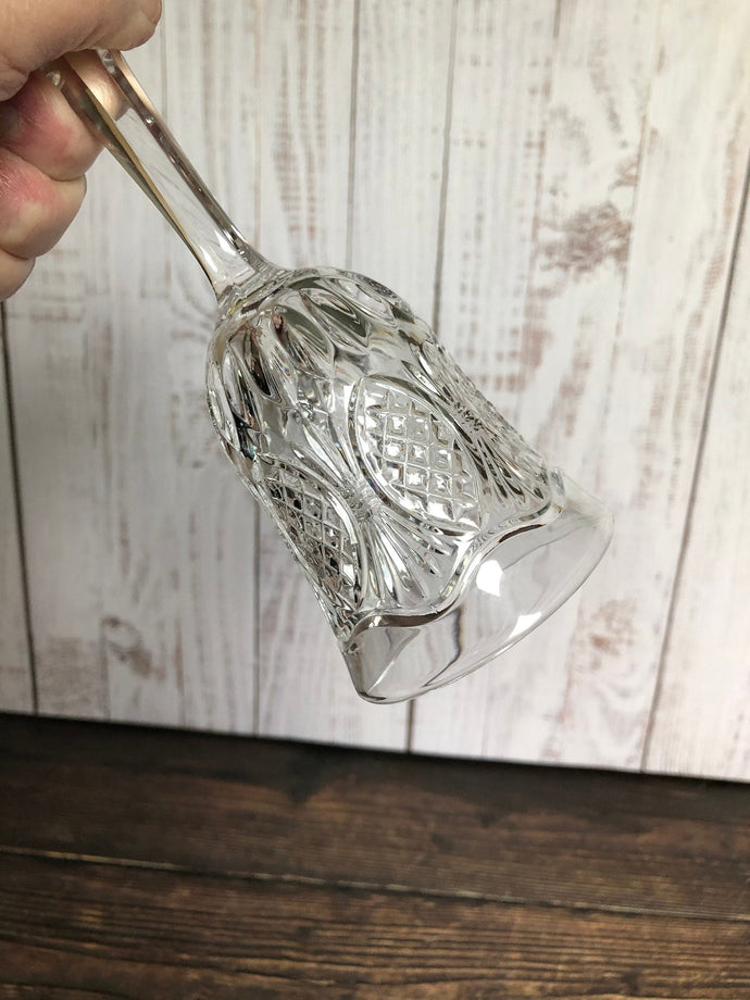 Crystal Cut Leaded Glass Bell, Crystal Dinner Bell, Clear Crystal Glass Bell