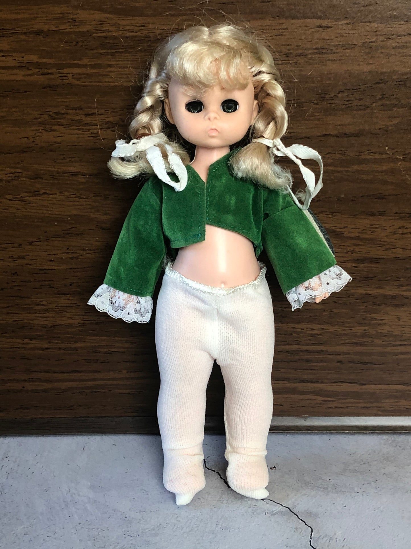 Vintage Playmates Precious Playmates Poseable Jointed Doll in Green, Vintage Collectible Playmates Doll