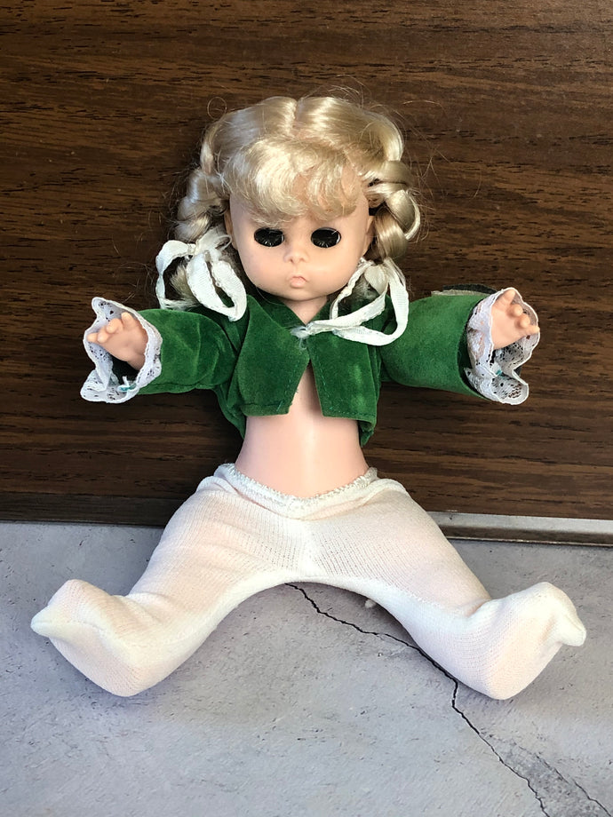 Vintage Playmates Precious Playmates Poseable Jointed Doll in Green, Vintage Collectible Playmates Doll