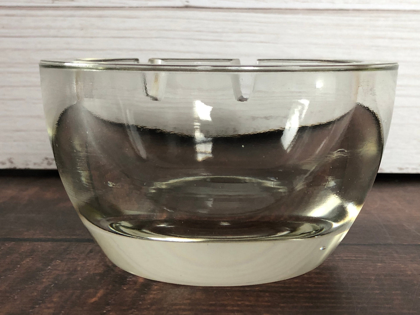 Mid Century Heavy Round Smooth Thick Cut Glass 2.5" Tall Ashtray, Mad Men Round Ashtray, Cigar Tray, Cigarette Tray