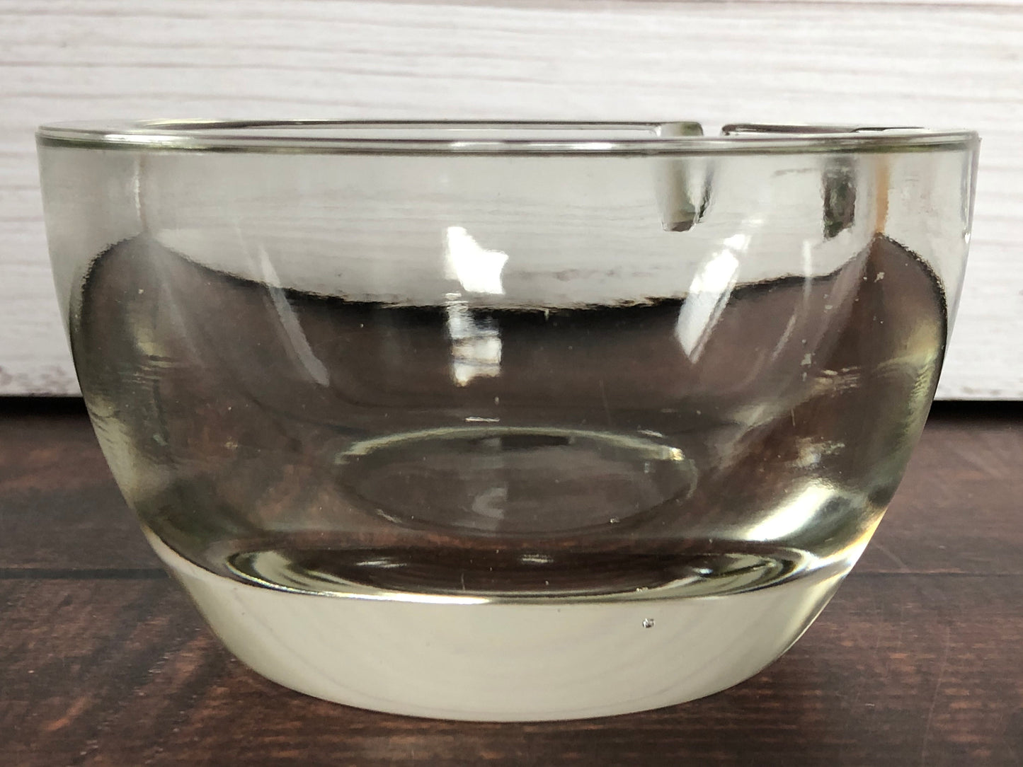 Mid Century Heavy Round Smooth Thick Cut Glass 2.5" Tall Ashtray, Mad Men Round Ashtray, Cigar Tray, Cigarette Tray