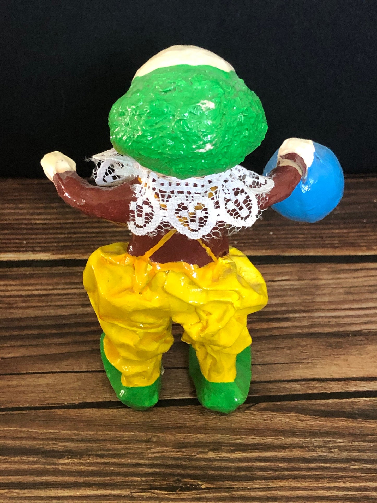 Vintage Hecho En Mexico Paper Mache Clown Figurine Holding Ball
