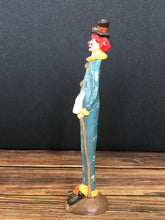 Load image into Gallery viewer, Tall Skinny Vintage Ceramic White Face Clown with Mop Figurine 7.75&quot; Signed &quot;J&quot;
