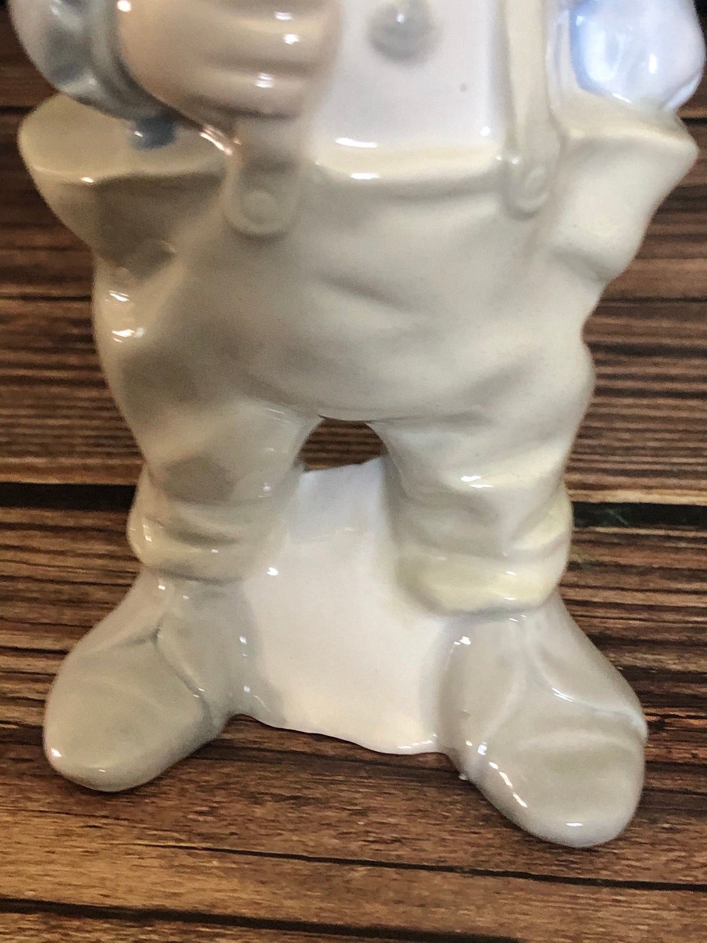 Vintage Blue and White Porcelain Clown With Hand In Pocket Figurine