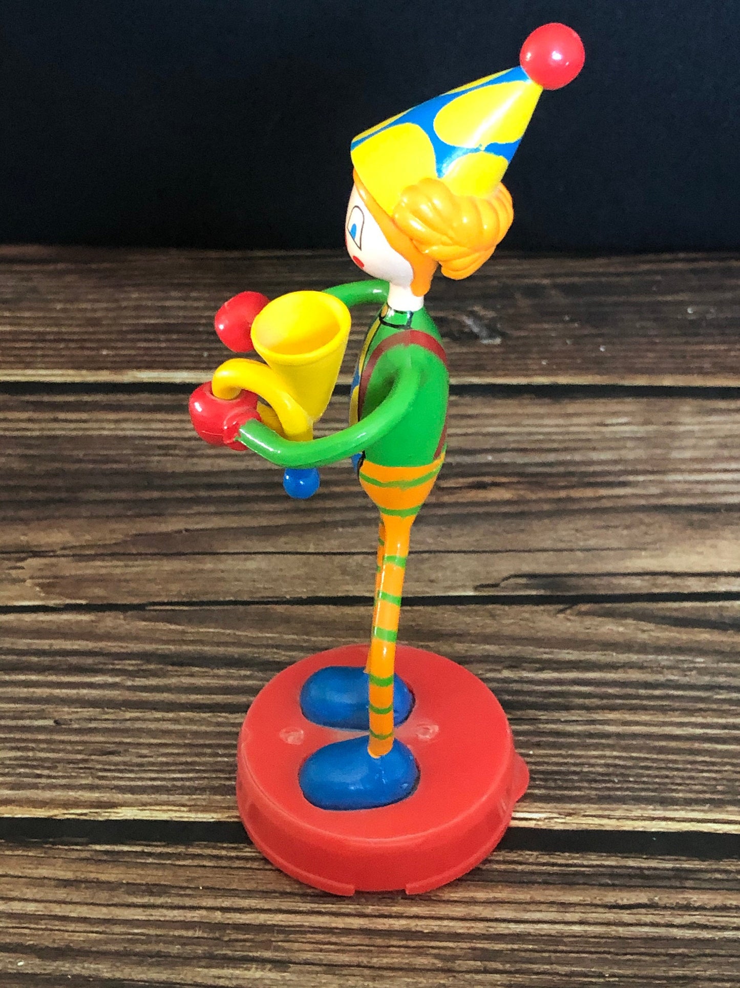 Vintage Kid Galaxy Bendos Figurine Clown with Horn Toots Clown Style #007, Bendos Action Figure Clown