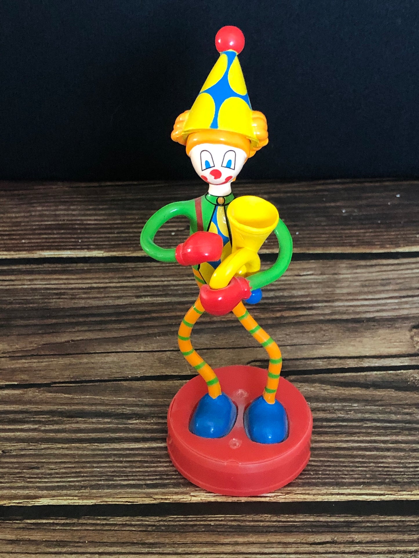 Vintage Kid Galaxy Bendos Figurine Clown with Horn Toots Clown Style #007, Bendos Action Figure Clown