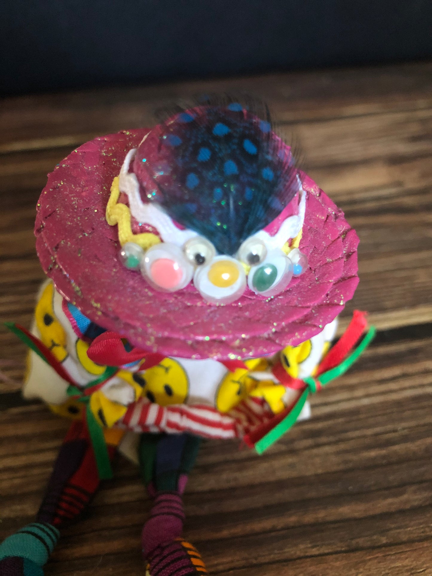 Vintage Kathleen Mcleod Colorful Bean Bag Clown Doll In Purple Hat