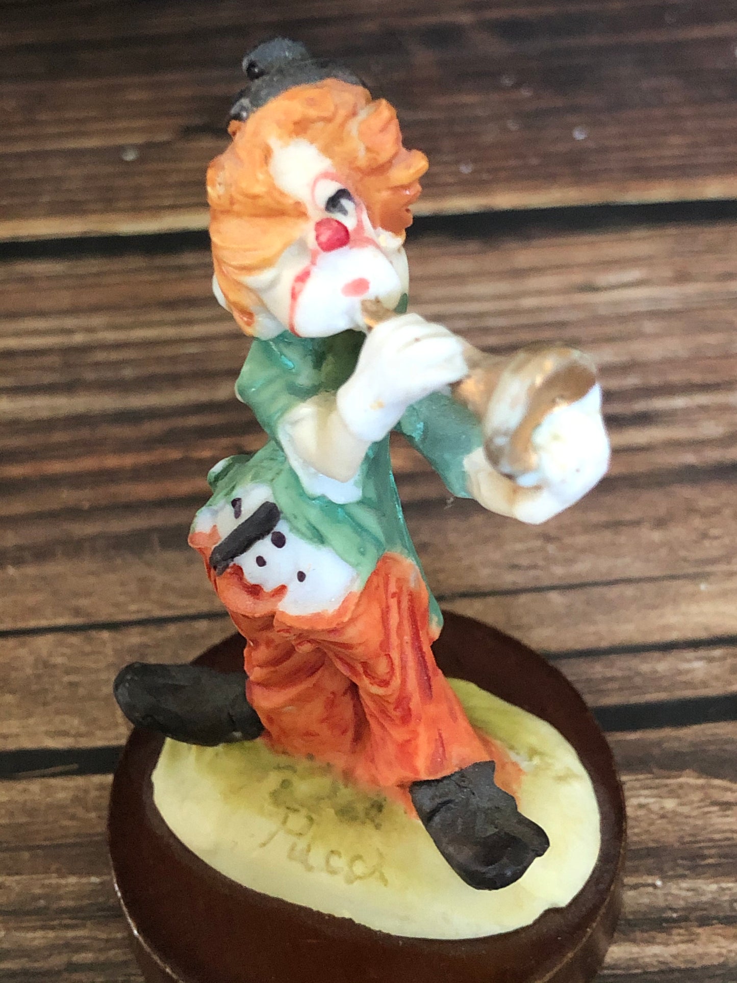Vintage 1984 Pucci Hobo Clown Figurine Playing Trumpet, Clown Bauble, Clown and Trumpet Statue