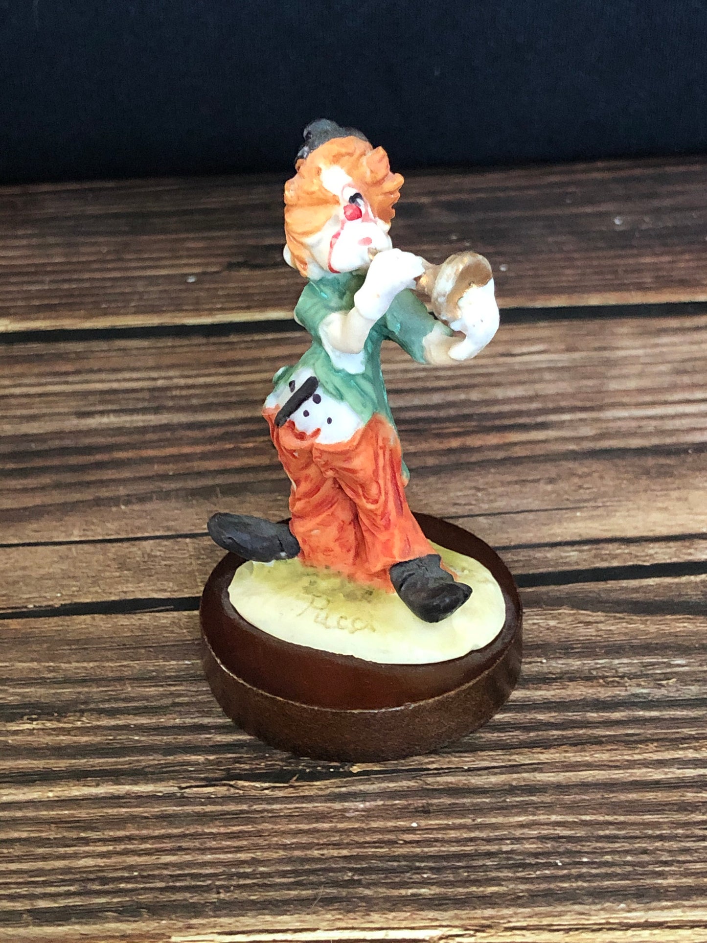 Vintage 1984 Pucci Hobo Clown Figurine Playing Trumpet, Clown Bauble, Clown and Trumpet Statue