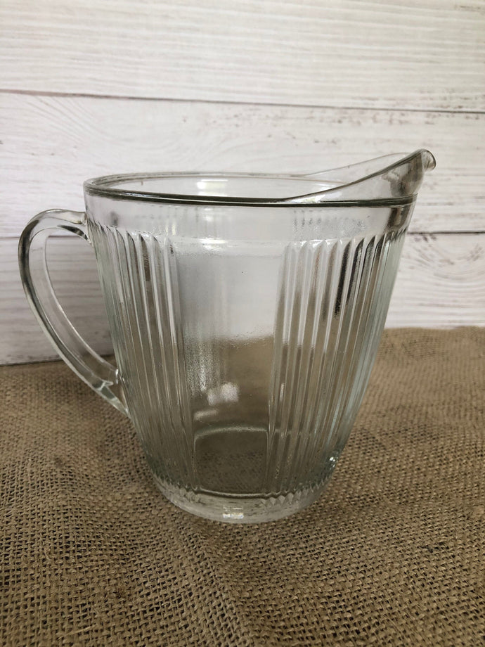 Vintage 1950s Ecko Chicago, IL Clear Ribbed Glass Quart Pitcher