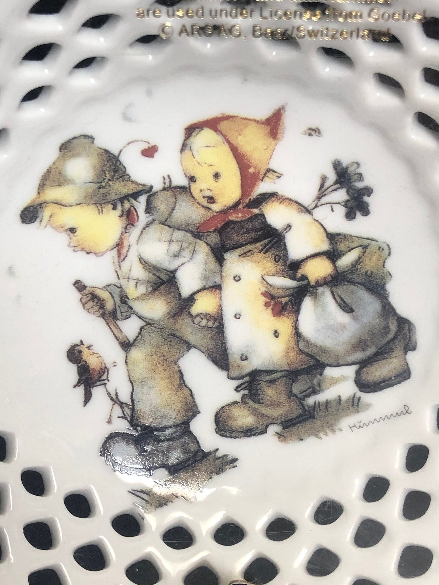 Germany M. I. Hummel Hansel and Gretel 5" Trinket Dish Reutter Porzellan Punched Plate in Original Box