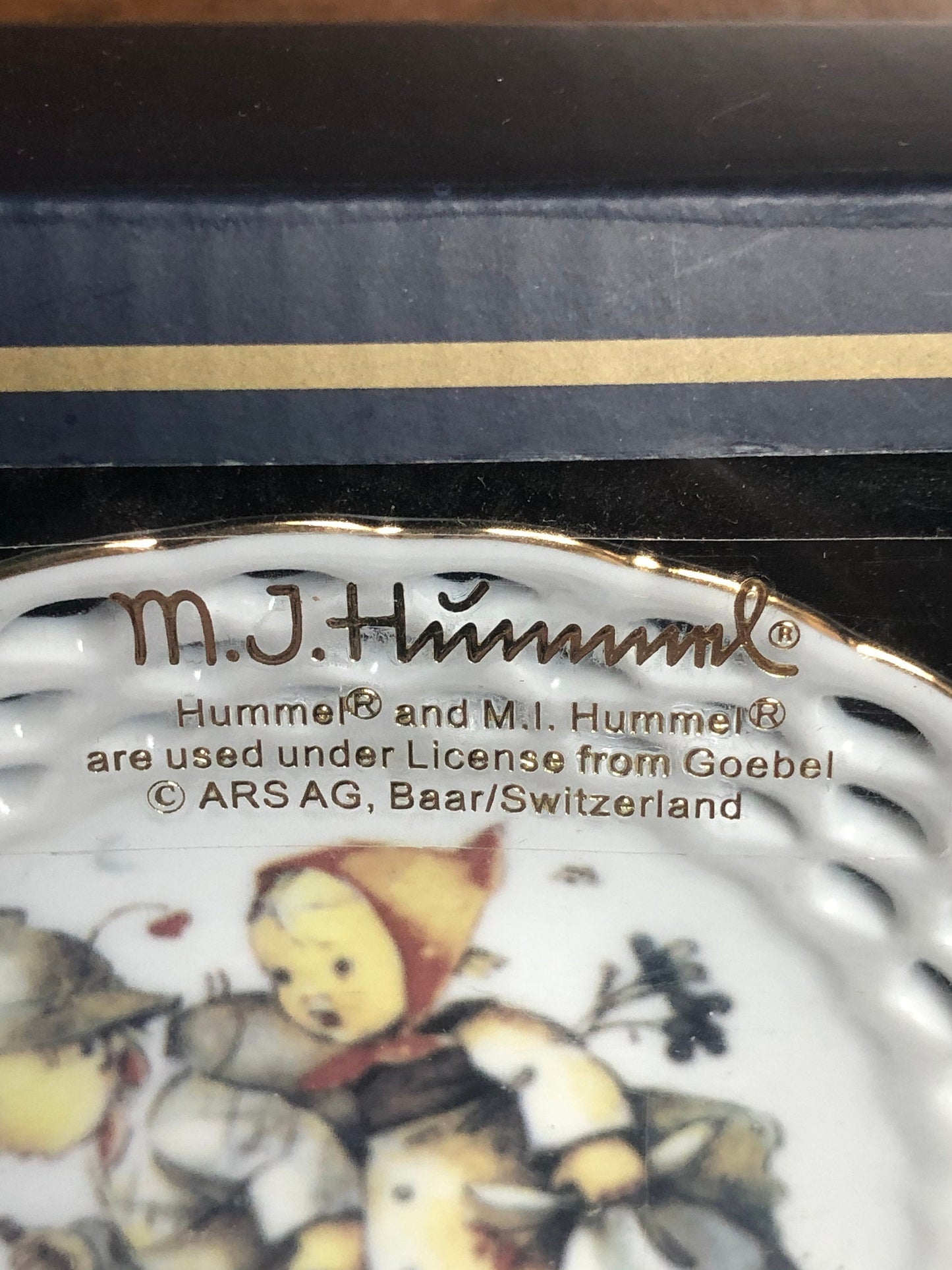 Germany M. I. Hummel Hansel and Gretel 5" Trinket Dish Reutter Porzellan Punched Plate in Original Box