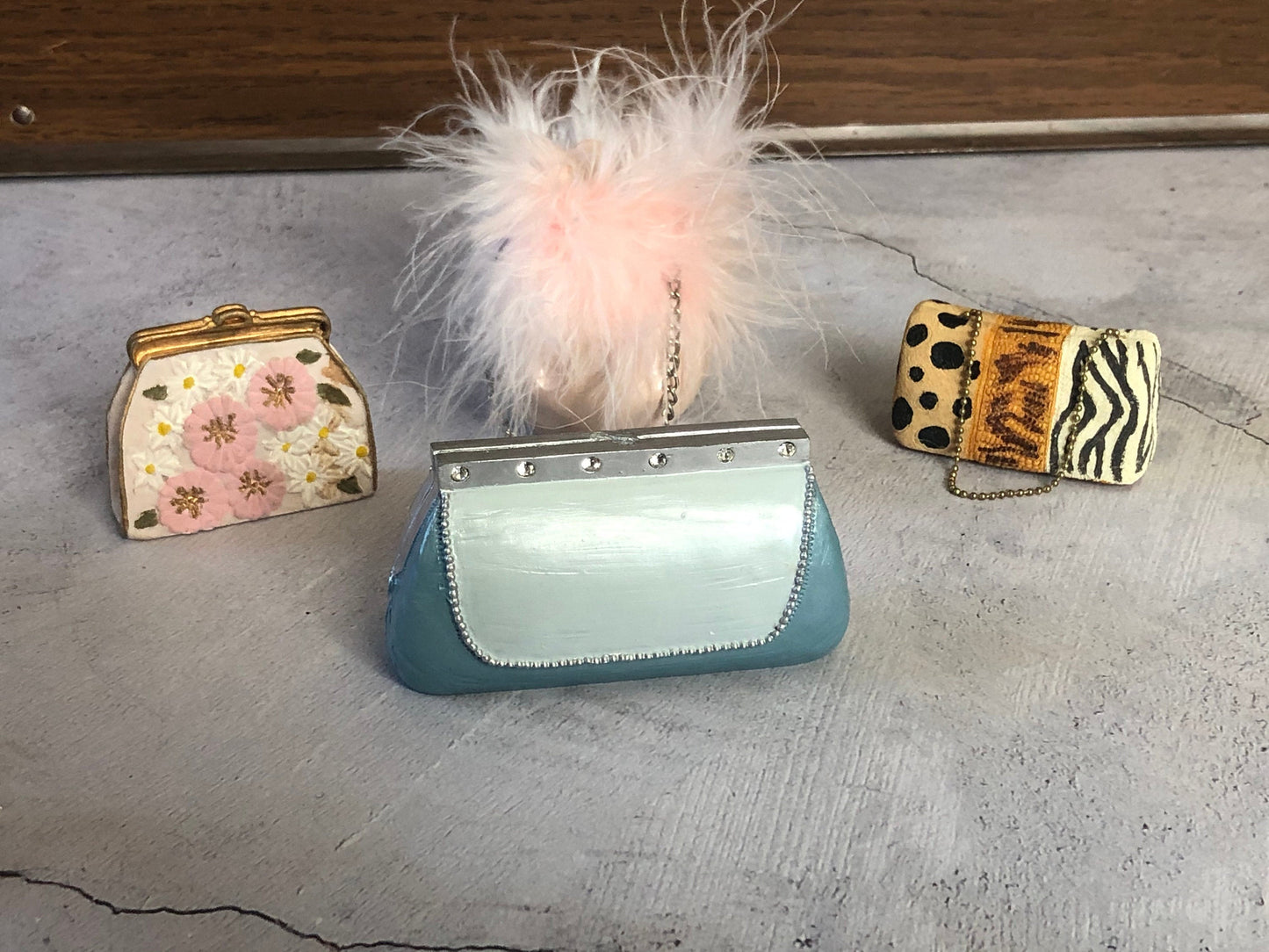 Lot of Four Ceramic Handbag Purses, Ceramic Purse Shaped Figurine, Decorative Ceramic Handbag Purses