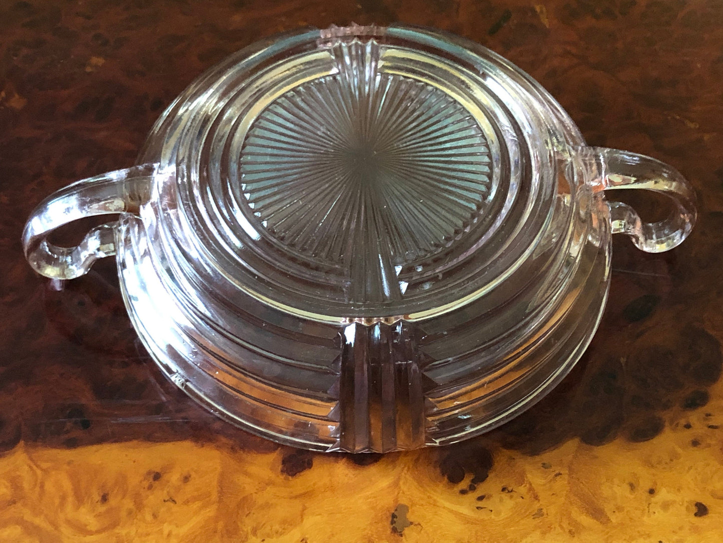 Anchor Hocking Manhattan Pink Glass Ribbed Nappy Dish, Art Deco Pink Glass Dish, Pink Candy or Nut Dish