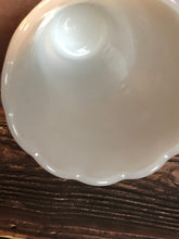 Load image into Gallery viewer, 1940s Anchor Hocking Scalloped Rim Milk Glass Teardrop and Pearl Knobbed Table Vase
