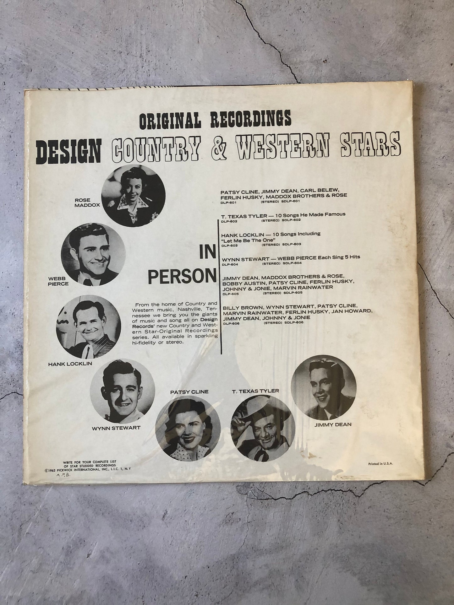 1962 Design Various Country & Western Jamboree DLP-619 LP Vinyl Album Stereo
