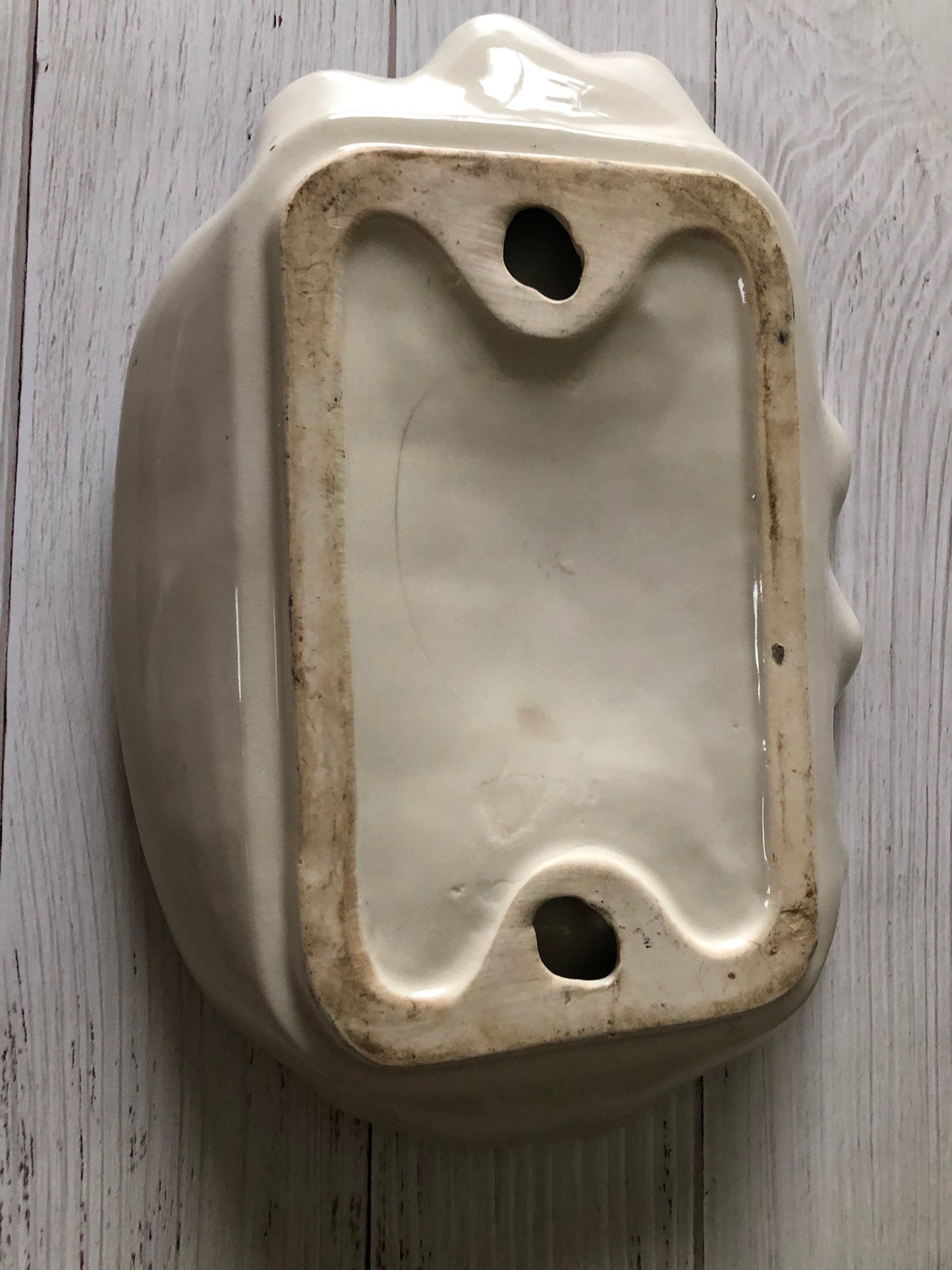 Mid Century Green and White Glazed Pottery Shell Shaped Ashtray, Vintage Extra Large Coffee Table Dish, Cigar Tray, Cigarette Tray
