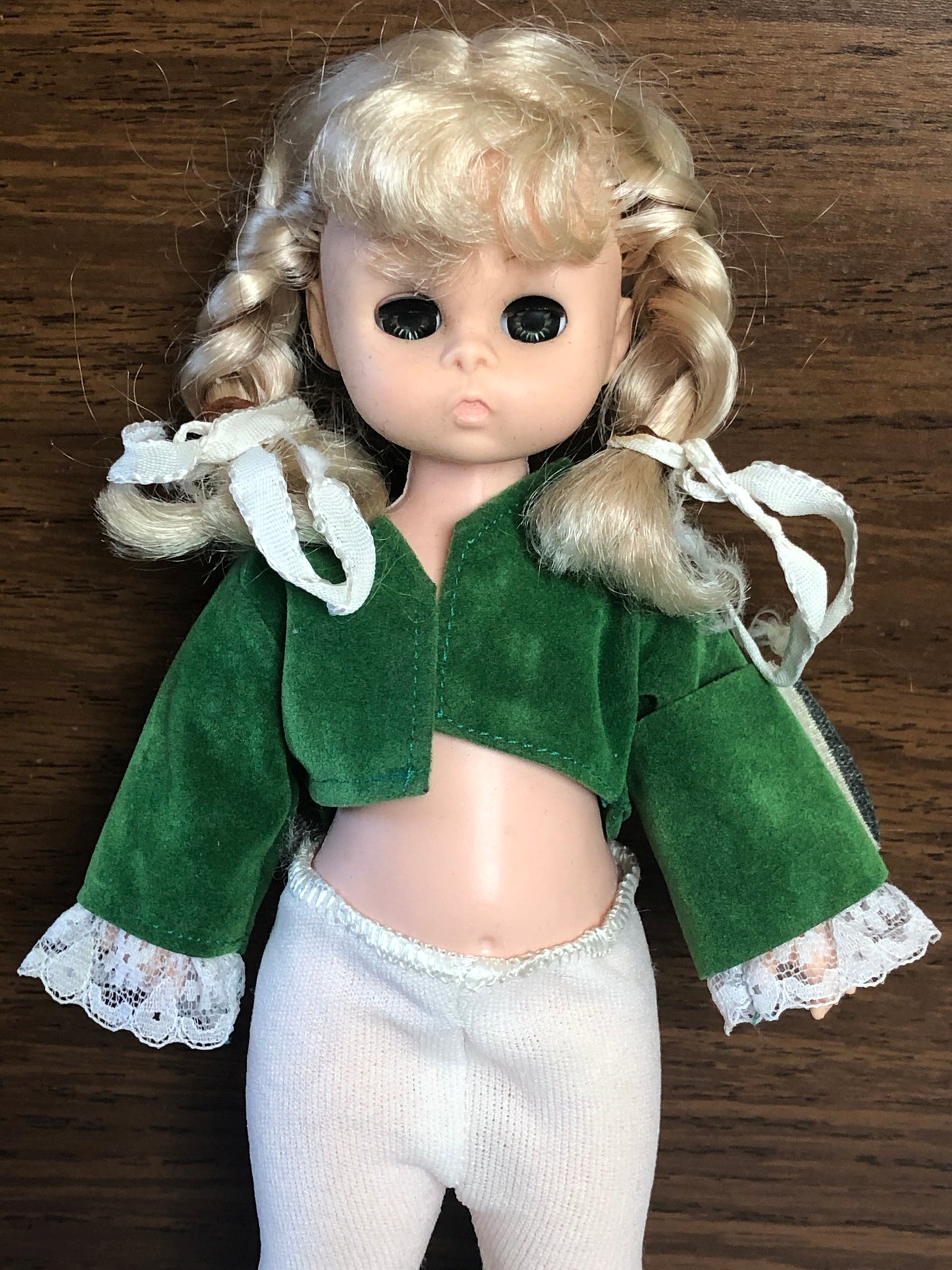 Vintage Playmates Precious Playmates Poseable Jointed Doll in Green, Vintage Collectible Playmates Doll