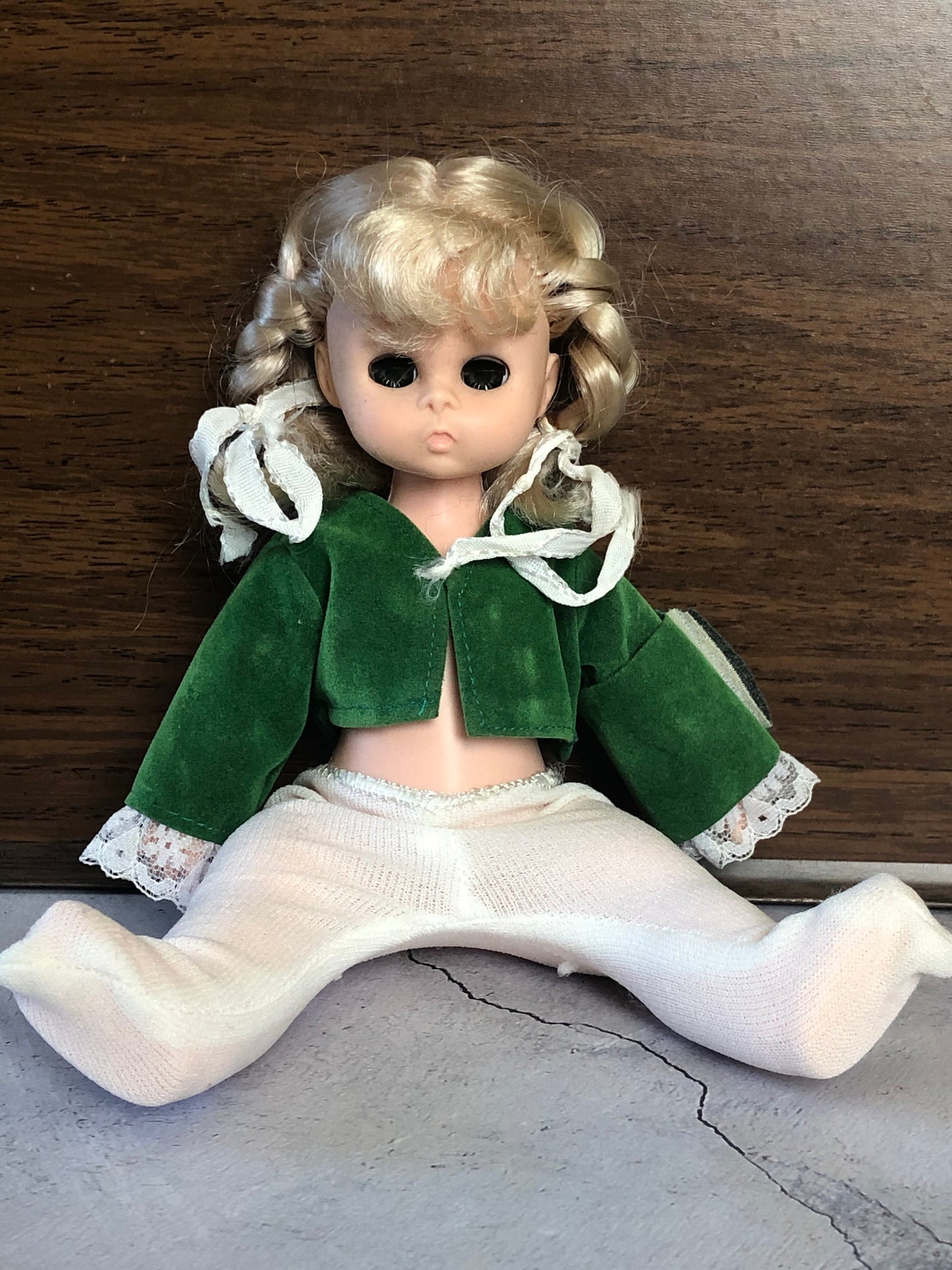 Vintage Playmates Precious Playmates Poseable Jointed Doll in Green, Vintage Collectible Playmates Doll