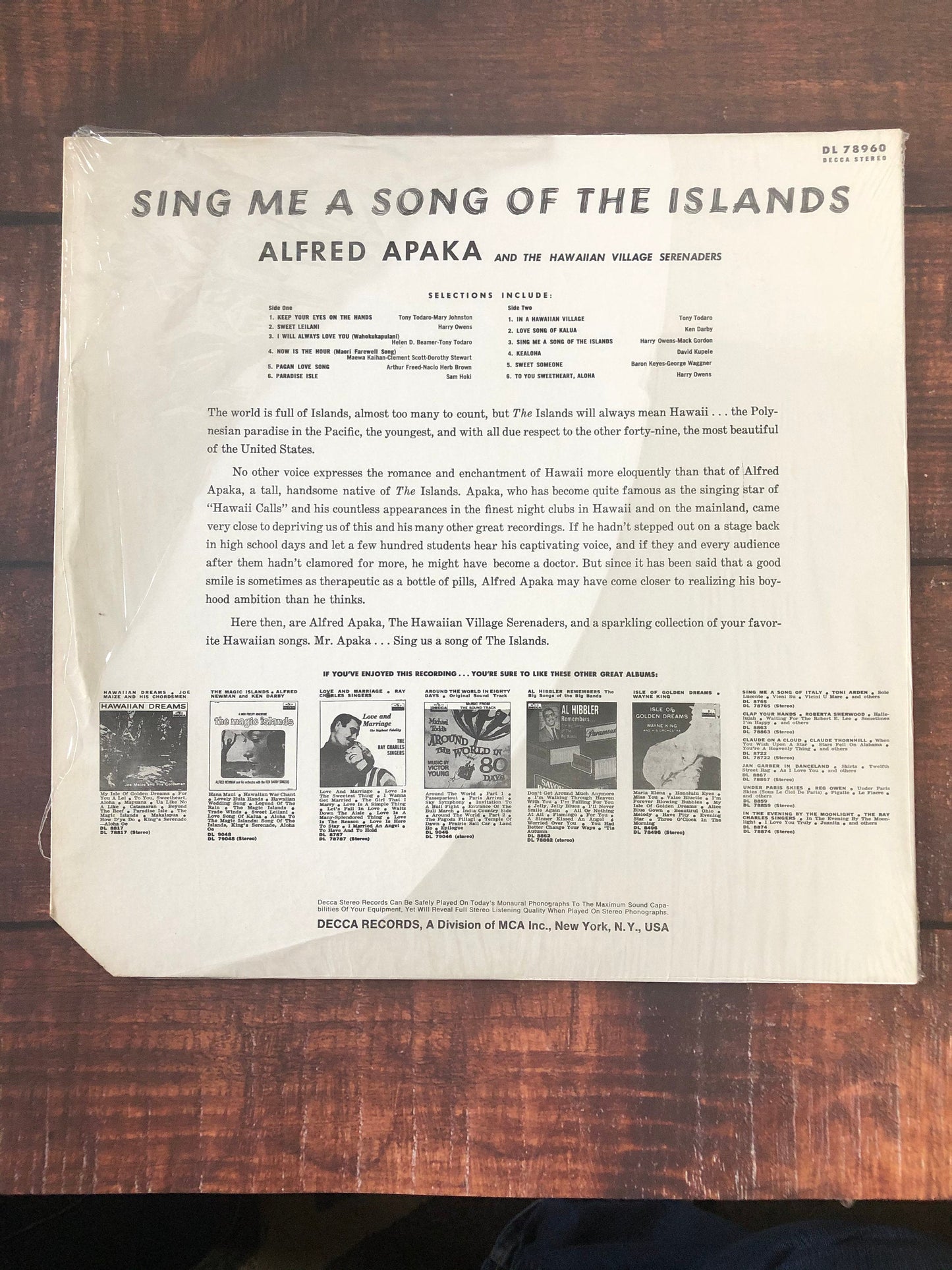 1960 Decca Alfred Apaka Sing me a Song of the Islands DL-78960