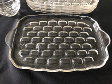 Load image into Gallery viewer, 1950&#39;s Federal Glass York Town 8-Piece Snack Set, 4 Cups and 4 Plates with Thumbprint Pattern, 1950s Entertaining Glassware
