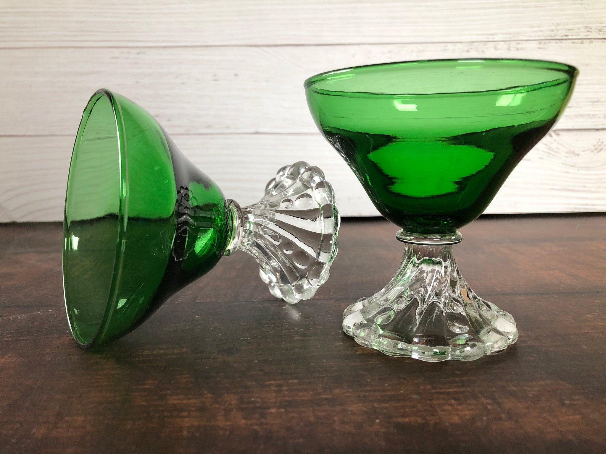 Vintage 1950s Crystal Cocktail Glasses Set of 2 