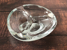 Load image into Gallery viewer, Mid Century Modern Thick Hand Blown Three 3 Chamber Crystal Clear Glass Dish from Action International, MCM Heavy Glass Dish
