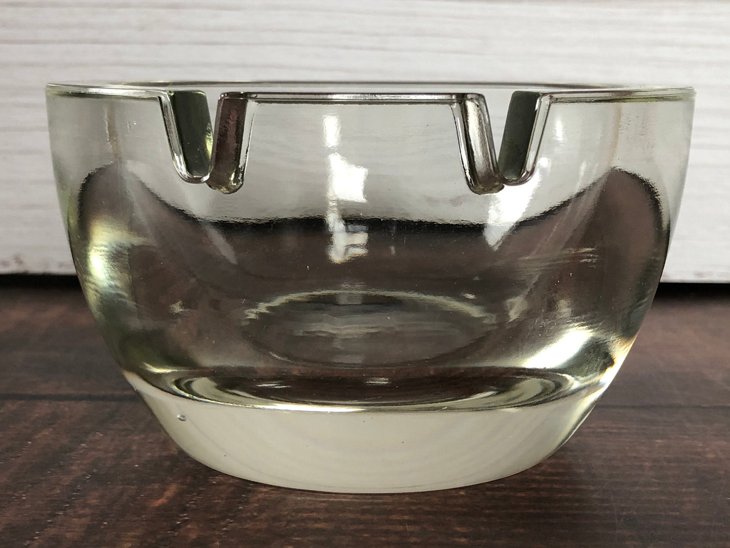Mid Century Heavy Round Smooth Thick Cut Glass 2.5" Tall Ashtray, Mad Men Round Ashtray, Cigar Tray, Cigarette Tray