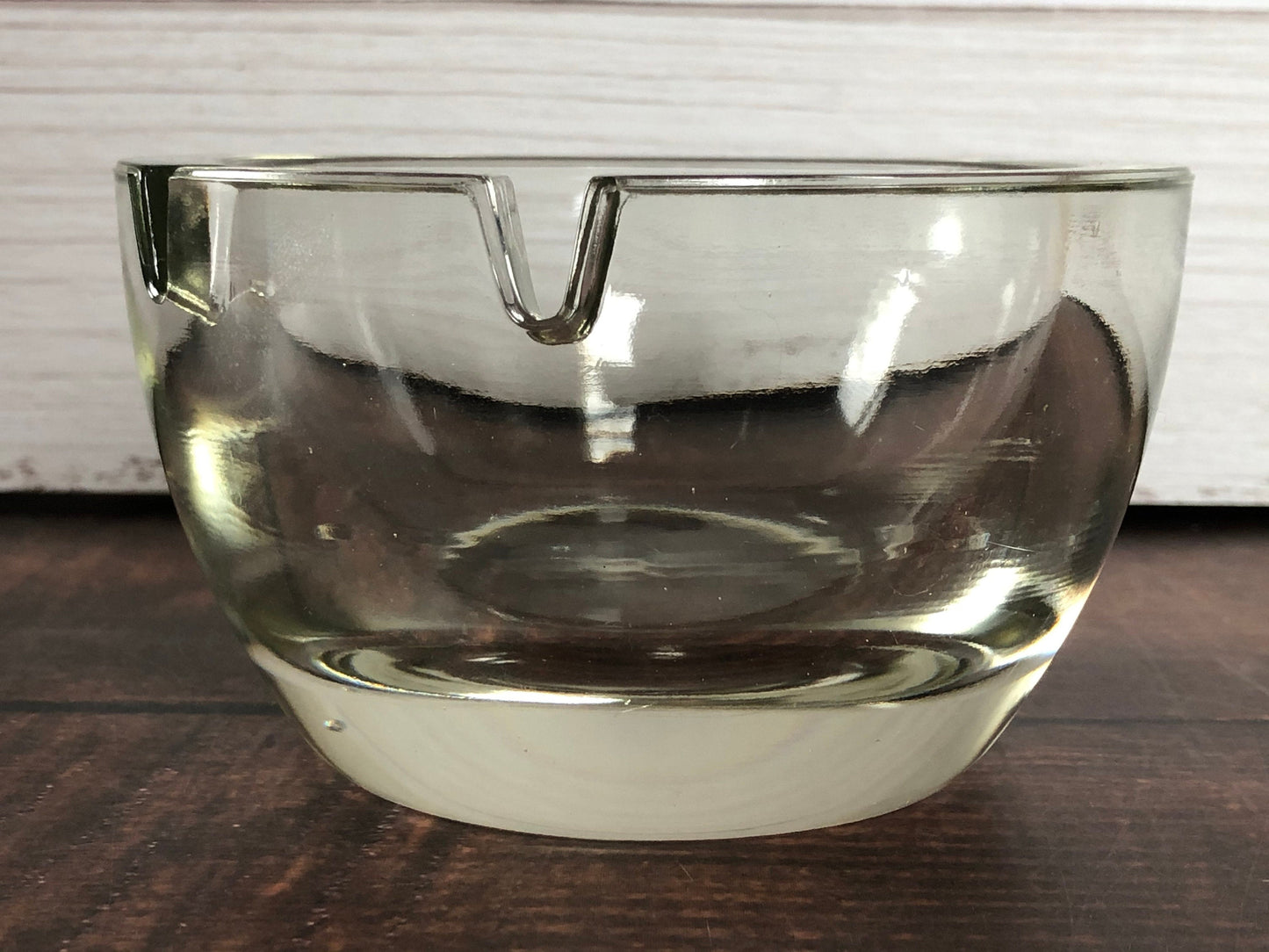 Mid Century Heavy Round Smooth Thick Cut Glass 2.5" Tall Ashtray, Mad Men Round Ashtray, Cigar Tray, Cigarette Tray