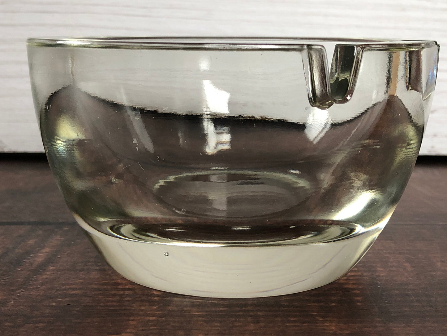 Mid Century Heavy Round Smooth Thick Cut Glass 2.5" Tall Ashtray, Mad Men Round Ashtray, Cigar Tray, Cigarette Tray