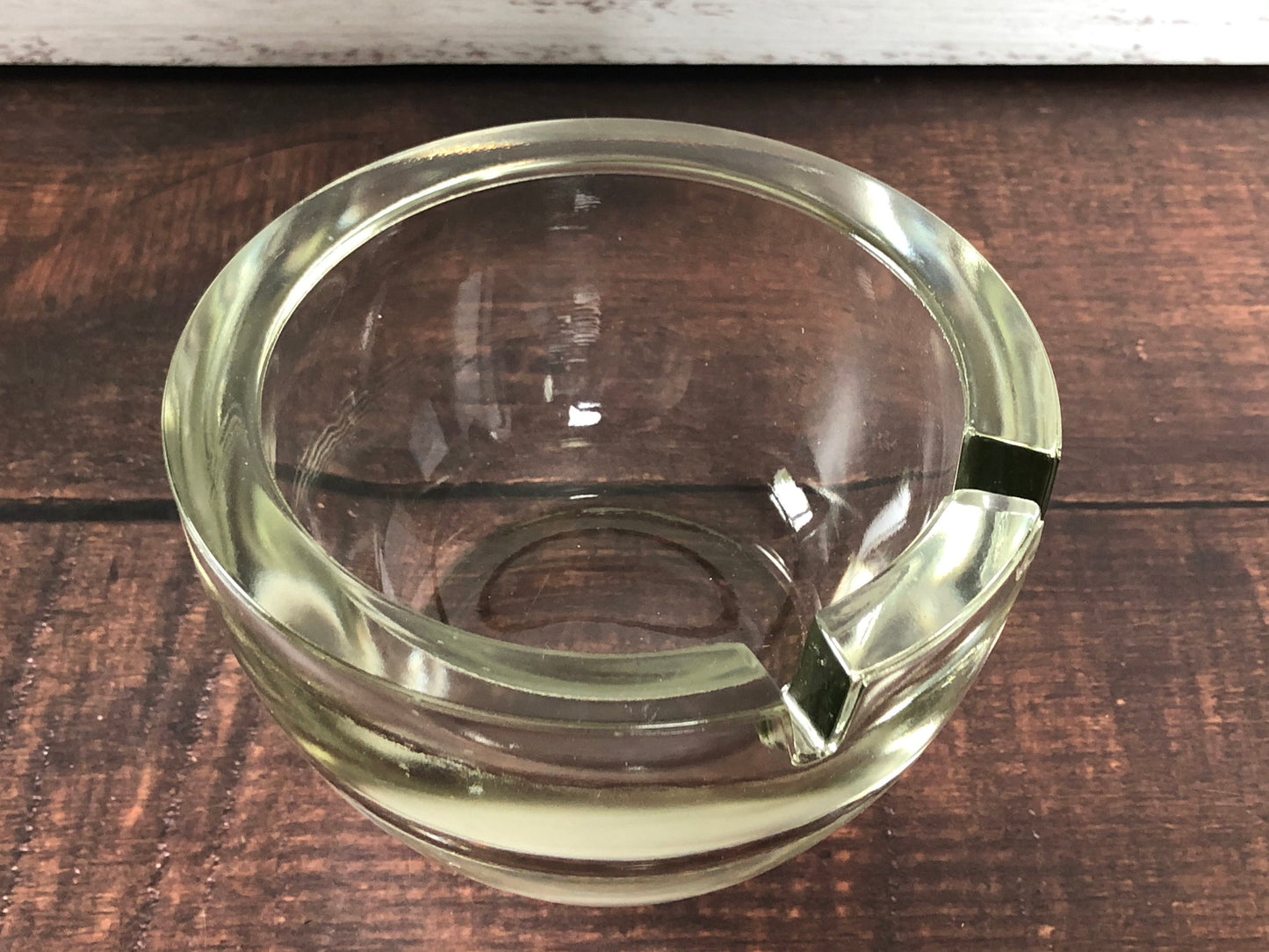 Mid Century Heavy Round Smooth Thick Cut Glass 2.5" Tall Ashtray, Mad Men Round Ashtray, Cigar Tray, Cigarette Tray
