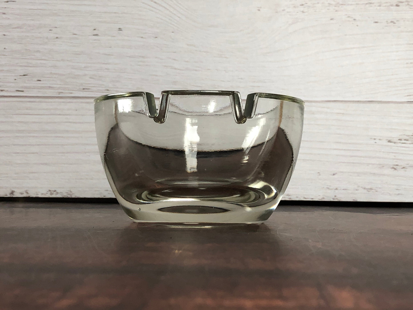 Mid Century Heavy Round Smooth Thick Cut Glass 2.5" Tall Ashtray, Mad Men Round Ashtray, Cigar Tray, Cigarette Tray