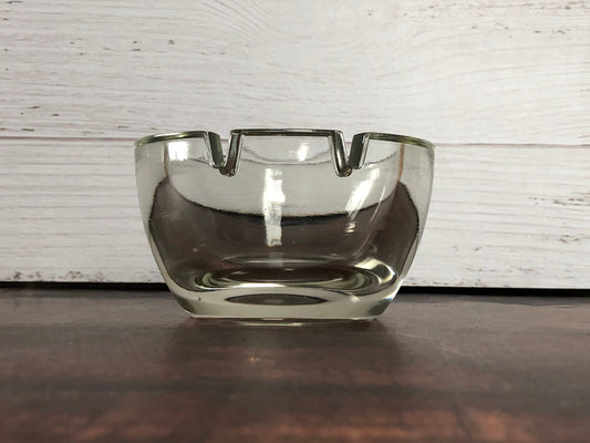 Mid Century Heavy Round Smooth Thick Cut Glass 2.5" Tall Ashtray, Mad Men Round Ashtray, Cigar Tray, Cigarette Tray