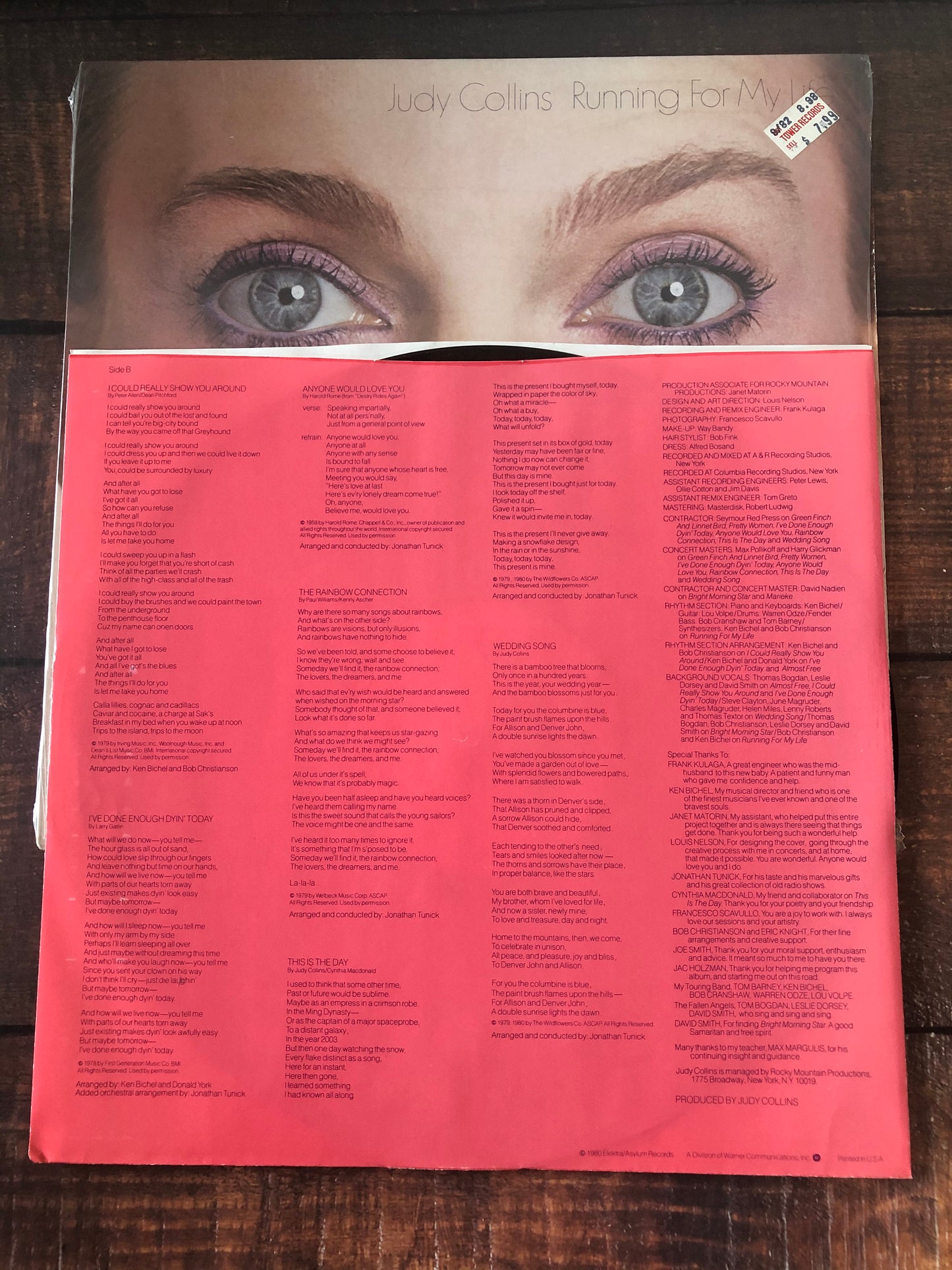 1980 Elektra Records Judy Collins Running For My Life 6E-253 LP Album Vinyl