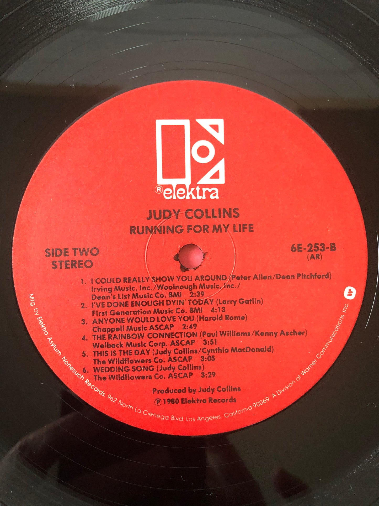 1980 Elektra Records Judy Collins Running For My Life 6E-253 LP Album Vinyl