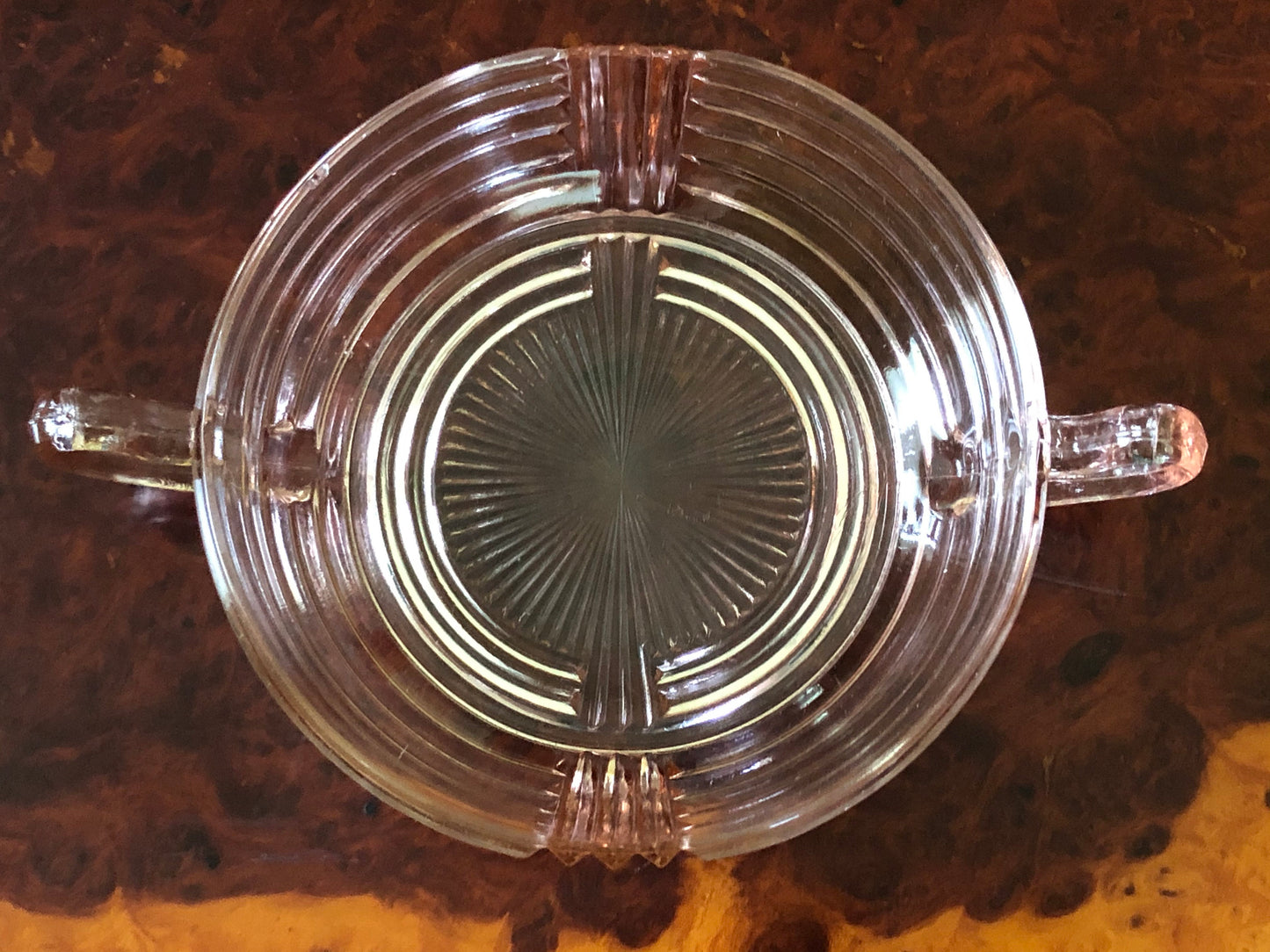 Anchor Hocking Manhattan Pink Glass Ribbed Nappy Dish, Art Deco Pink Glass Dish, Pink Candy or Nut Dish