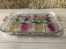Load image into Gallery viewer, Vintage Indiana Glass 5 Part Relish Tray, Plateau A Hors D&#39;Deuvre Rainbow Mist Serving Tray, Pink Green Yellow Purple Serving Tray
