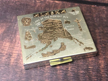 Load image into Gallery viewer, Vintage Souvenir Etched Alaska Gold Tone Metal Powder Compact with Mirror
