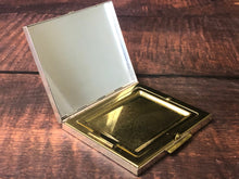 Load image into Gallery viewer, Vintage Souvenir Etched Alaska Gold Tone Metal Powder Compact with Mirror
