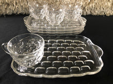 Load image into Gallery viewer, 1950&#39;s Federal Glass York Town 8-Piece Snack Set, 4 Cups and 4 Plates with Thumbprint Pattern, 1950s Entertaining Glassware
