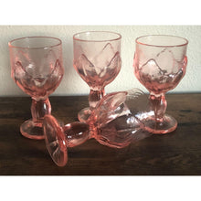 Load image into Gallery viewer, Vintage 1970s Franciscan Tiffin Pink Crystal Lotus Leaf Cabaret Water or Wine Goblets (set of 4)
